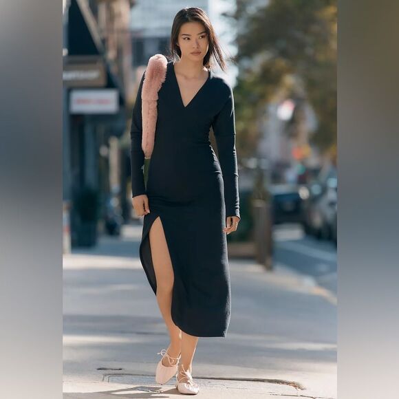 Daily Practice X Anthropologie V neck long sleeve midi sweatshirt dress Soft - Picture 1 of 16